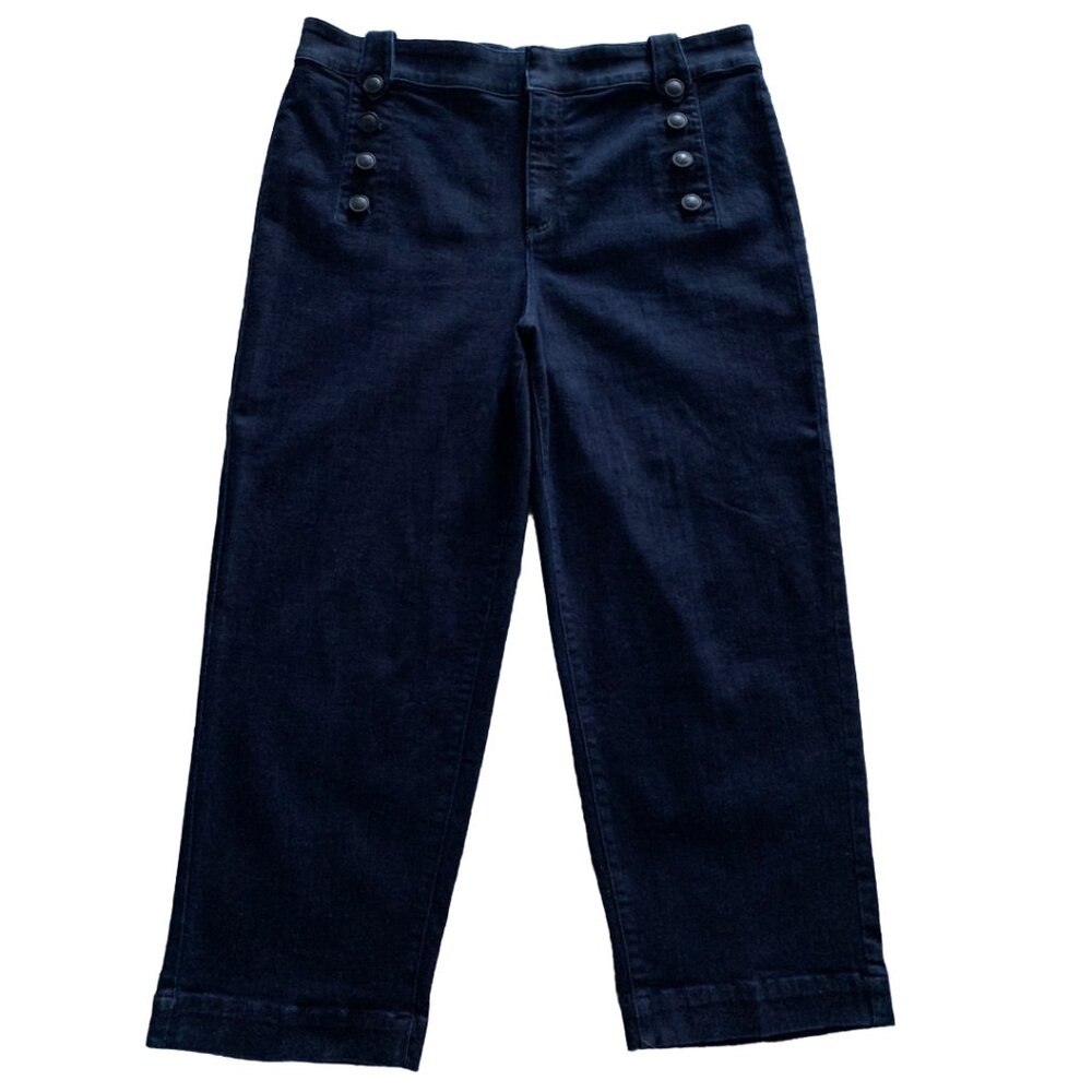 NWOT TALBOTS Womens' Marina Dark Wash Cropped Straight Leg Sailor Jeans Size 16 - Picture 6 of 9